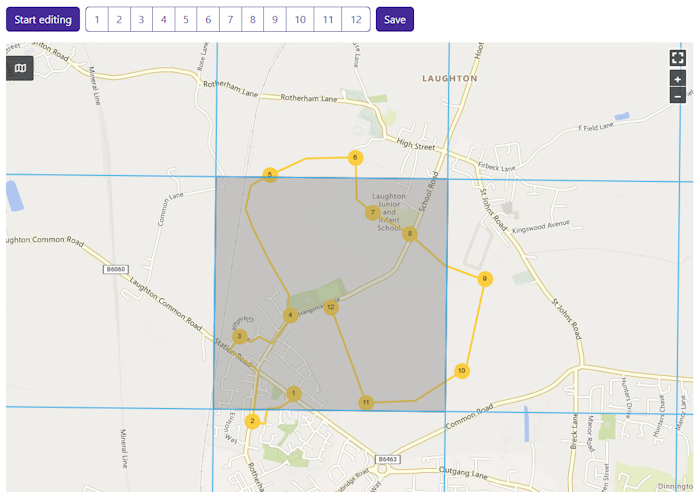 Transect mapping for a Field Site Survey in the National Bat Monitoring Programme Portal